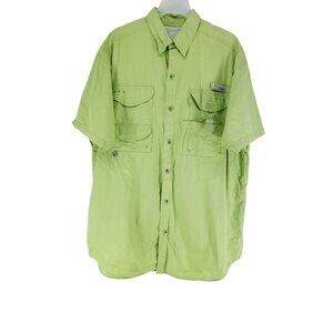 Columbia PFG Vented Fishing Kayaking Shirt Men's Size XL Green Hi-Vis